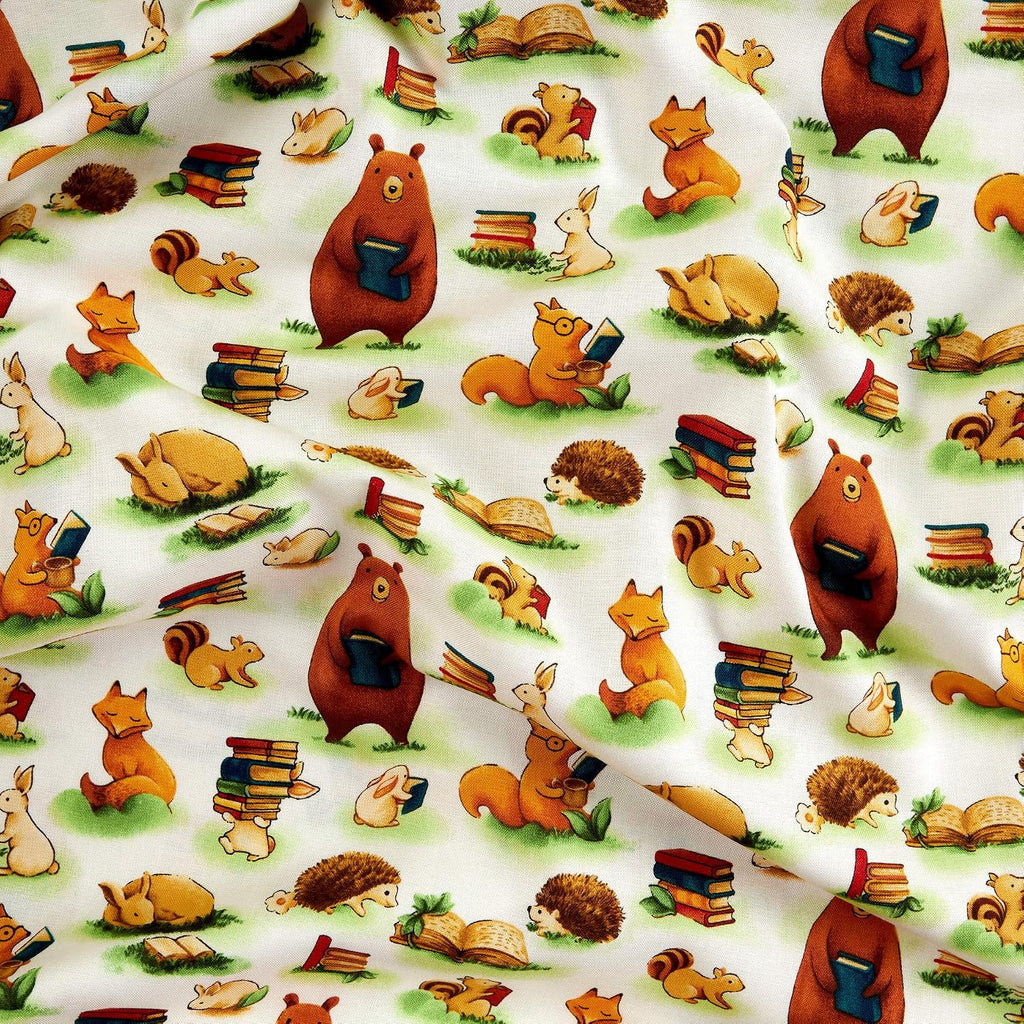 Paintbrush Studios Forest Fables Animals & Books White, Quilting