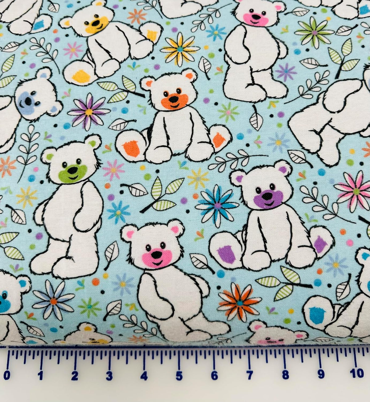 Cotton Fabric Flannel Teddy Bears Light Blue 446271 Fabric by the Yard