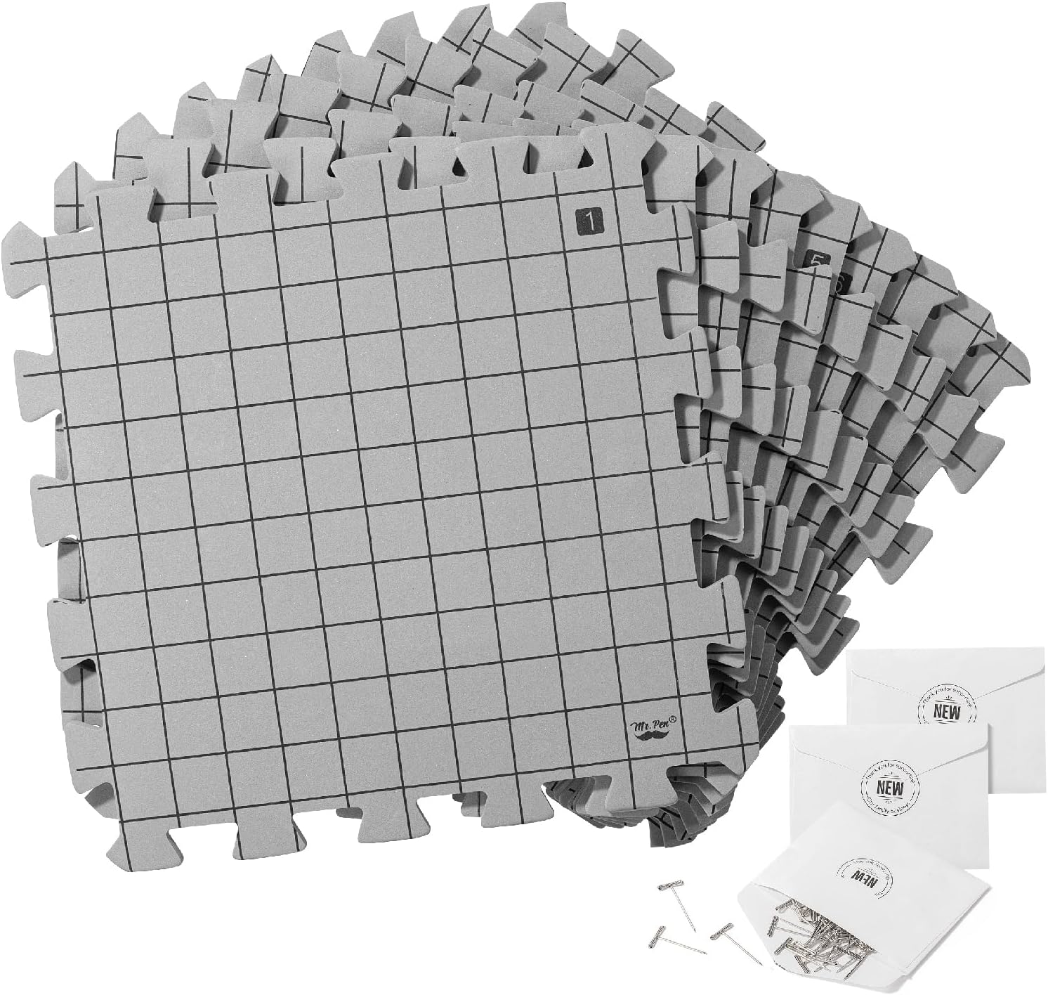 Mr. Pen 9-Piece Grid Blocking Mat Set with 150 T-Pins