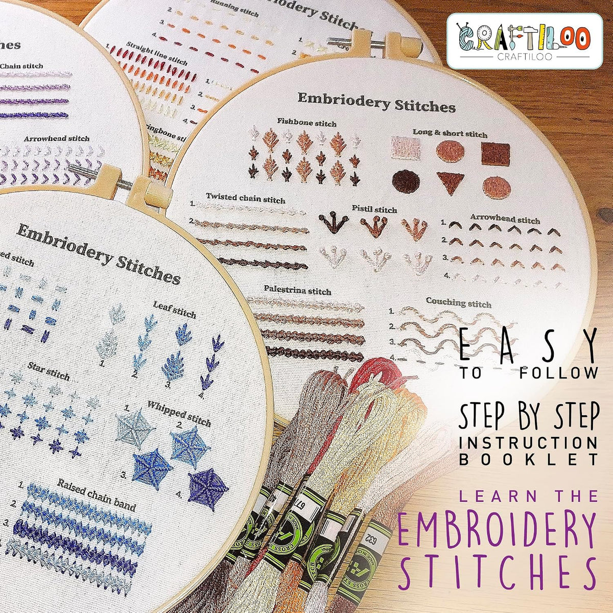 Practice Embroidery Kit for Beginners - Learn Stitches Sampler Kit