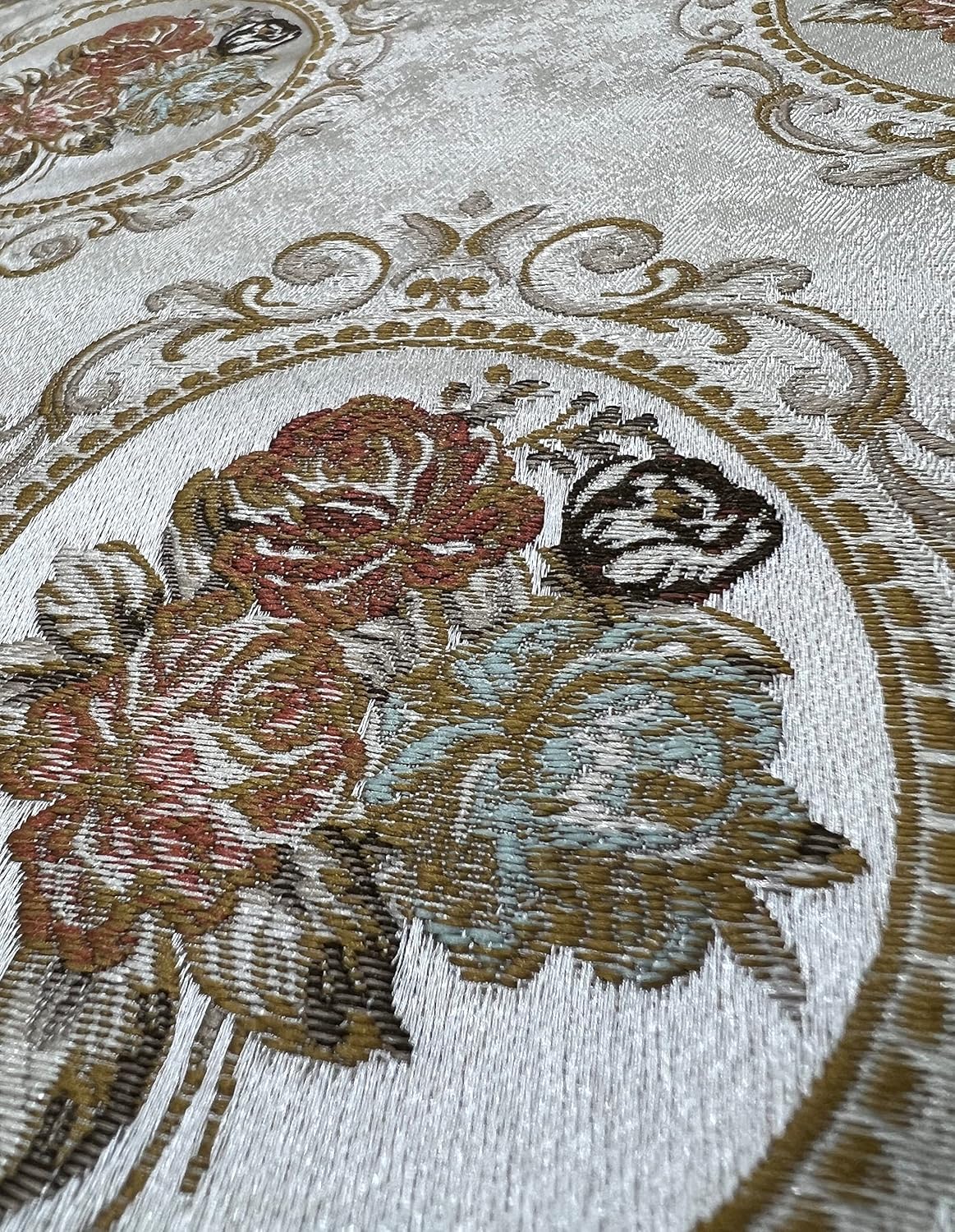 Luxurious Woven Jacquard Victorian Mirror Floral Design Heavy
