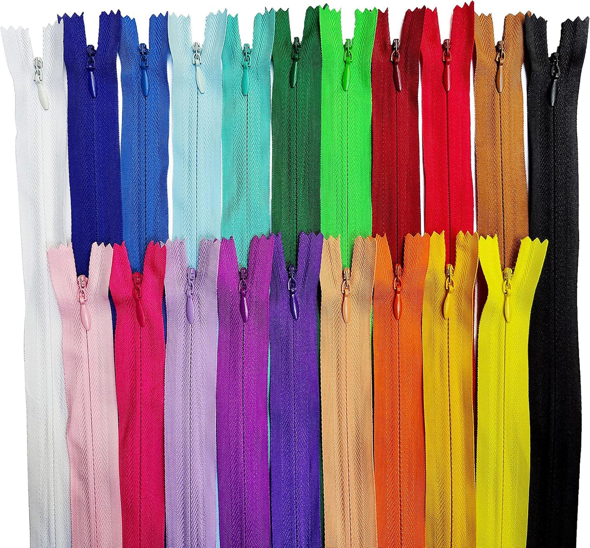 KGS Invisible Zippers for Sewing - 20 Pack 20 Assorted Colors 12 Inch
