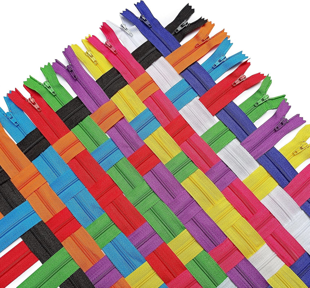 KGS Nylon Zippers for Sewing Crafts | 10 Assorted Colors | Rainbow