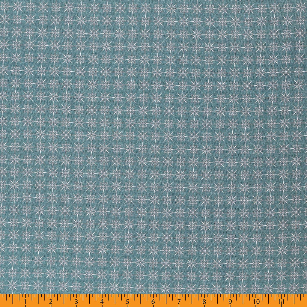 Mook Fabrics Cotton Blenders Geo Floral, Dark Teal Cut by The Yard