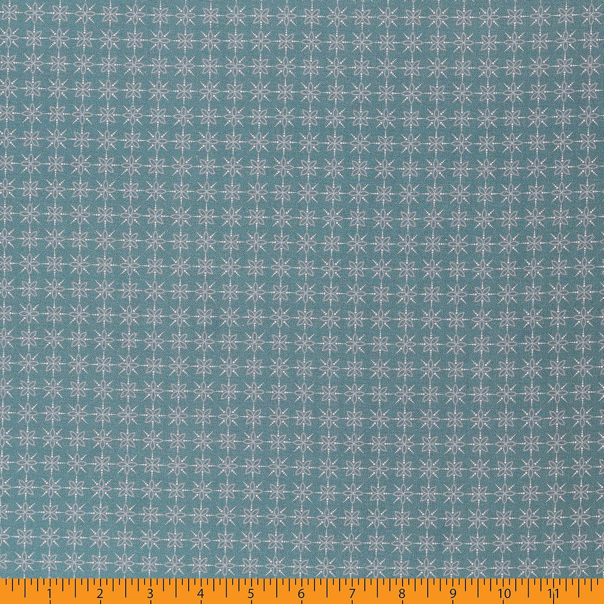 Mook Fabrics Cotton Blenders Geo Floral, Dark Teal Cut by The Yard