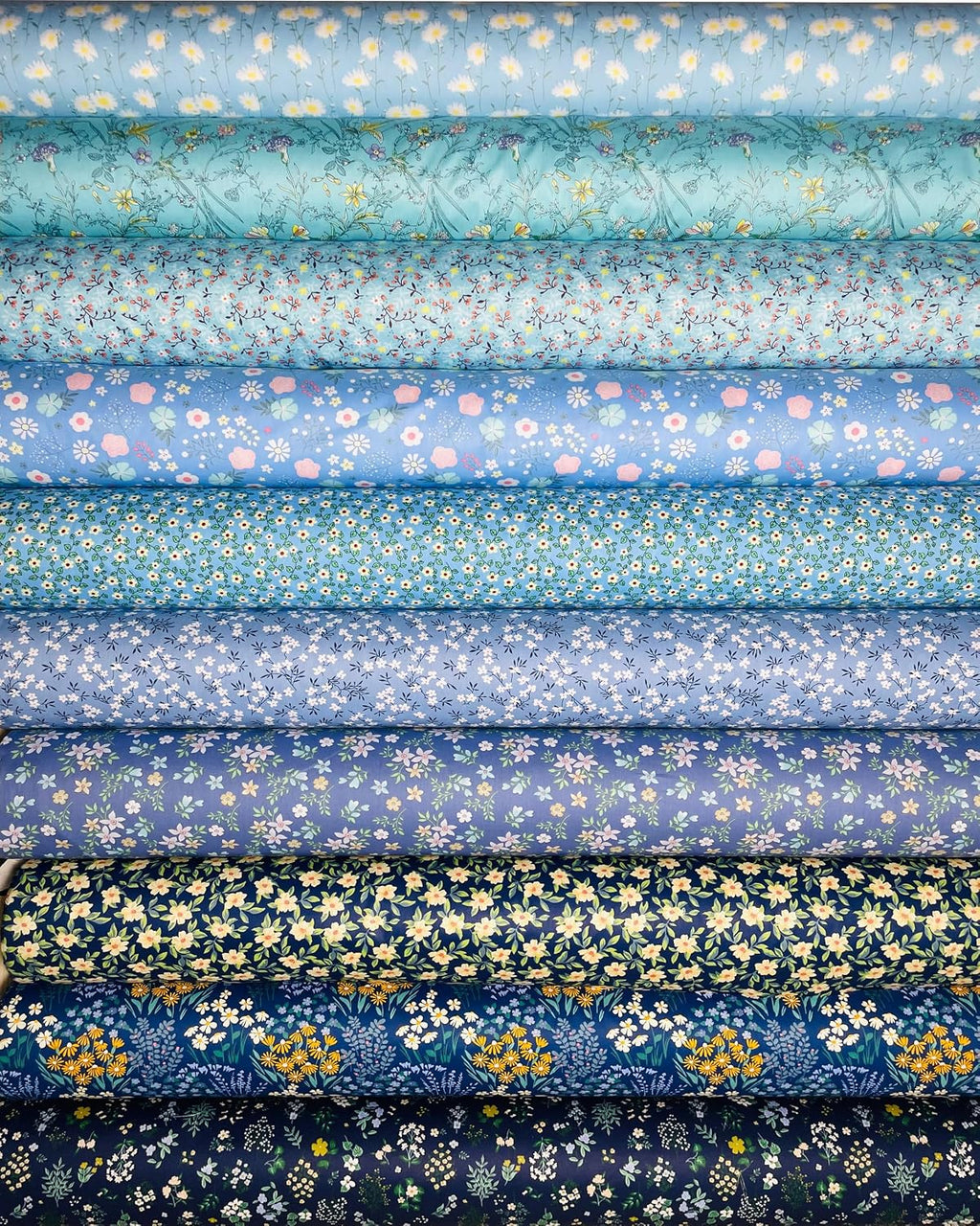 Cotton Quilting Fat Quarter Bundles Fabric for Sewing,Blue Flower