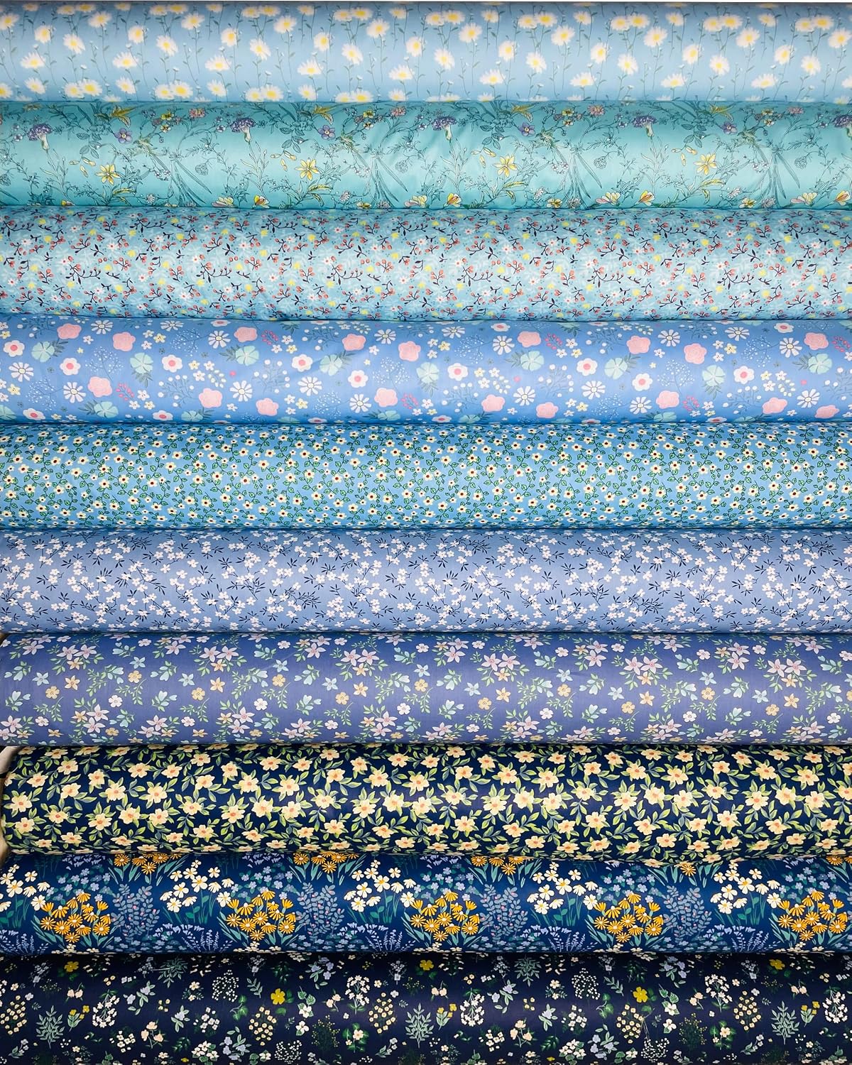 Cotton Quilting Fat Quarter Bundles Fabric for Sewing,Blue Flower