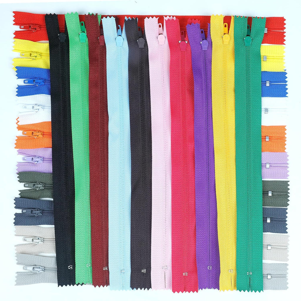 YAKA 60 Pack of 12 Inches Mix Nylon Coil Zippers Bulk - Supplies
