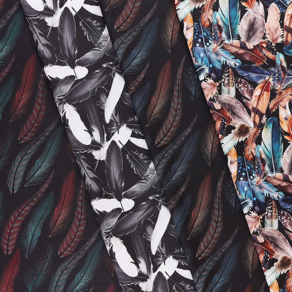 Mook Fabrics Feathered Fusion Cotton Fabric, Blue/Orange Cut by The