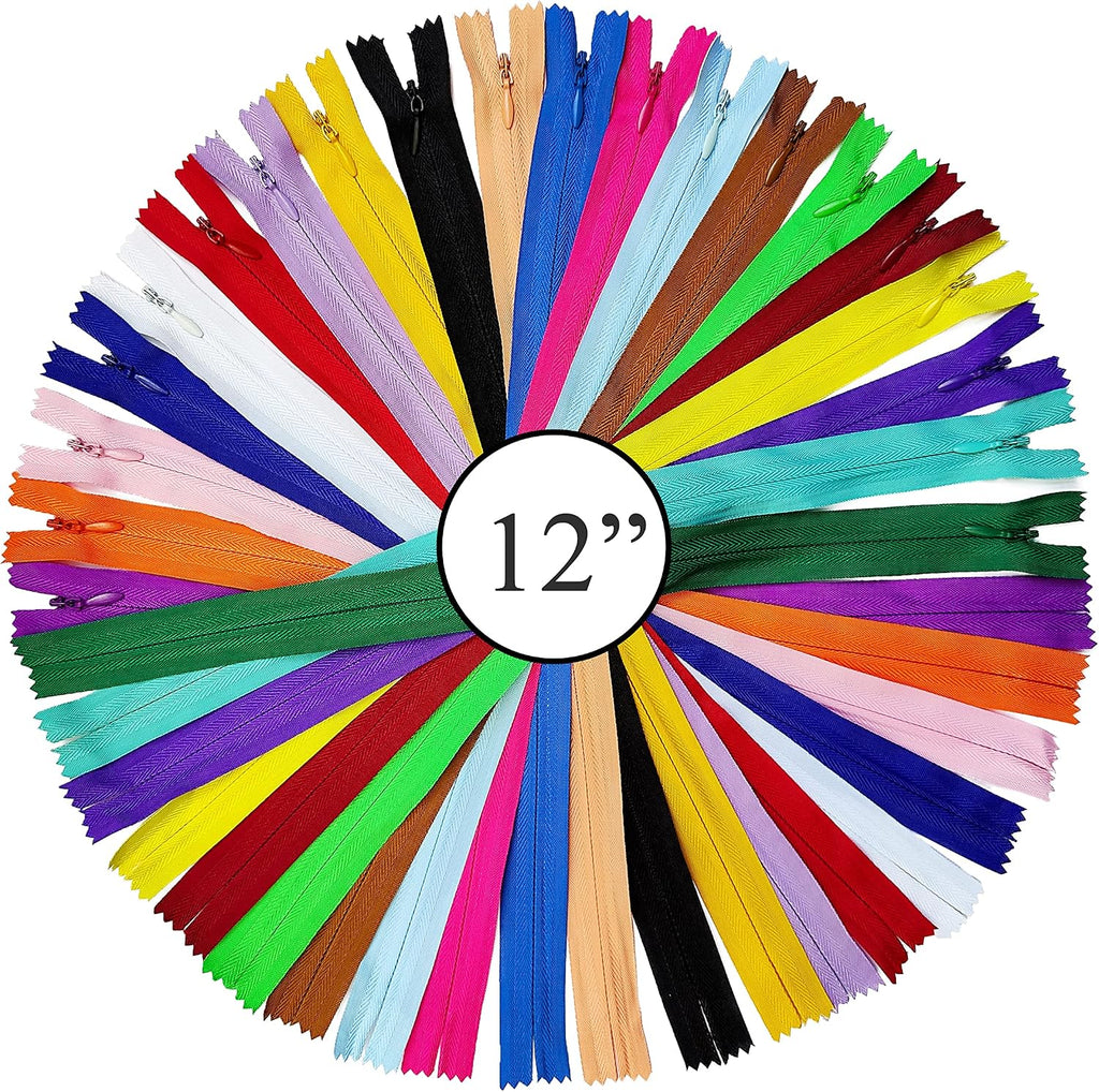 KGS Invisible Zippers for Sewing - 20 Pack 20 Assorted Colors 12 Inch