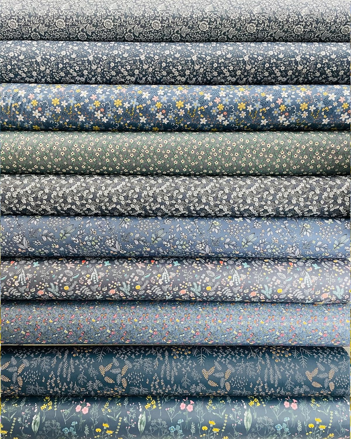 Cotton Quilting Fat Quarter Bundles Fabric for Sewing,Grey Floral