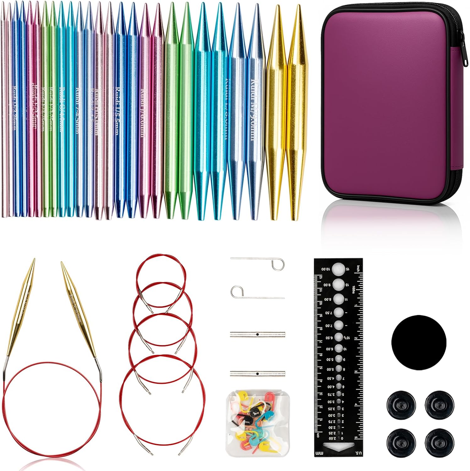 Ruidi 13-Pair Interchangeable Circular Knitting Needle Set